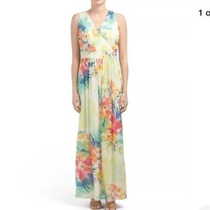 ANNE KLEIN Ivory tropical floral maxi dress